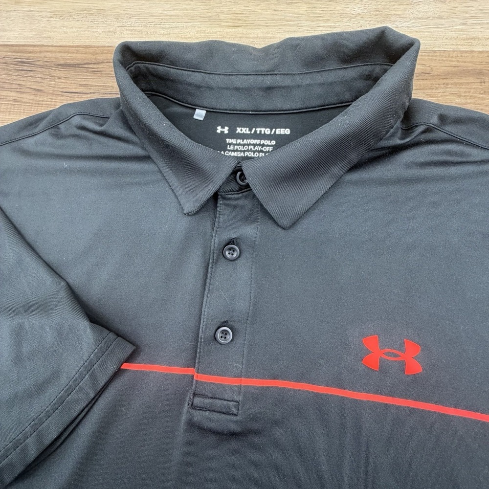 Under Armour Playoff Polo Shirt Men XXL Red Gray Black  Golf Performance Stretch